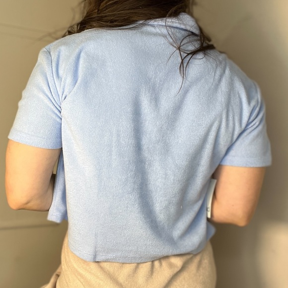 Retro Terry Cloth Blue Short Sleeve Top by Bar III New with Tags - Picture 3 of 9